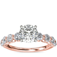 Anillo de compromiso estilo diamante montado al aire en oro rosado de 14 k (7/8 ct total)